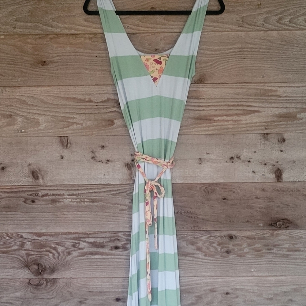 Matilda Jane Seaside Afternoon Maxi Dress Green Striped Sundress Size Small - Picture 4 of 8